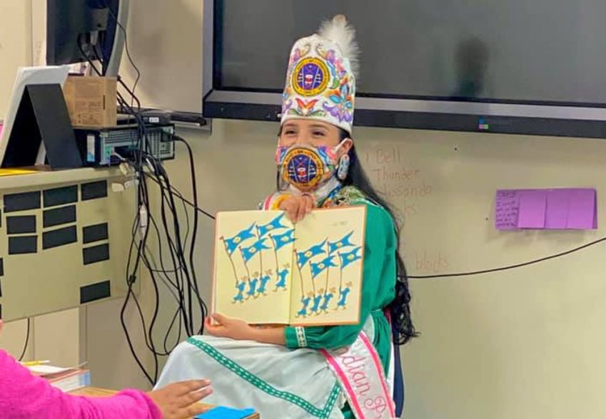 2019-2021 Choctaw Indian Princess Elisah Monique Jimmie visited Tucker Elementary and read to students as part of Dr. Seuss Week at the school.